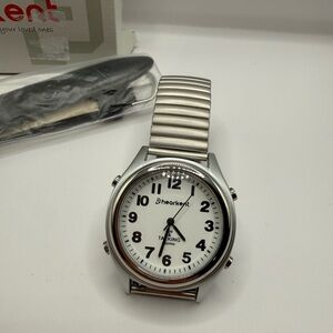 Hearkent Vision Impaired Talking Silver and White Watch